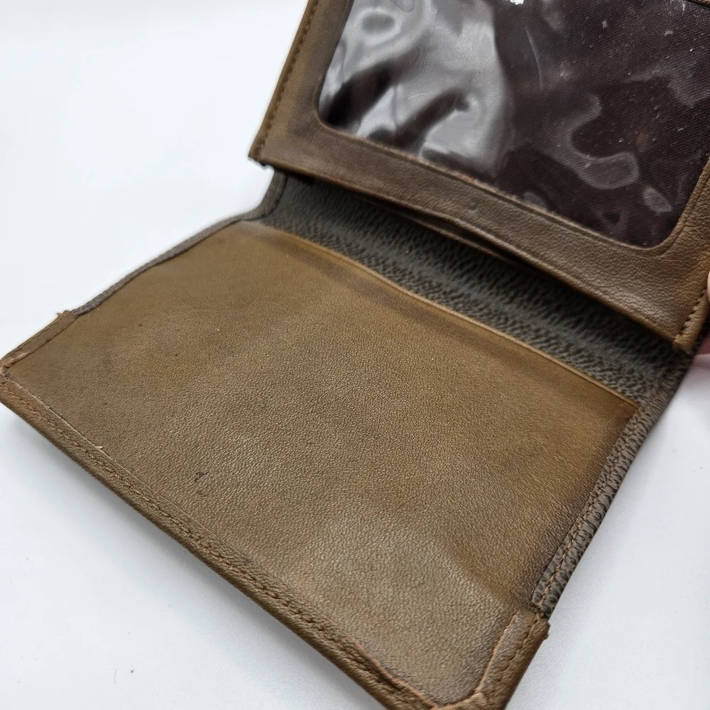 VINTAGE Pierre Cardin Pebbled Brown Leather Slim Card Holder Wallet